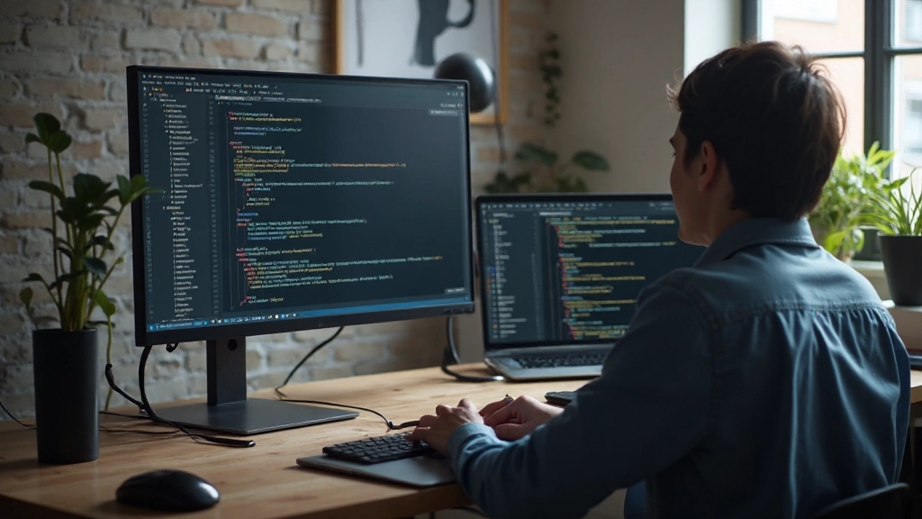 Code editor screenshot met flexbox CSS-eigenschappen, syntax highlighting, twee kolommen layout voorbeeld zichtbaar