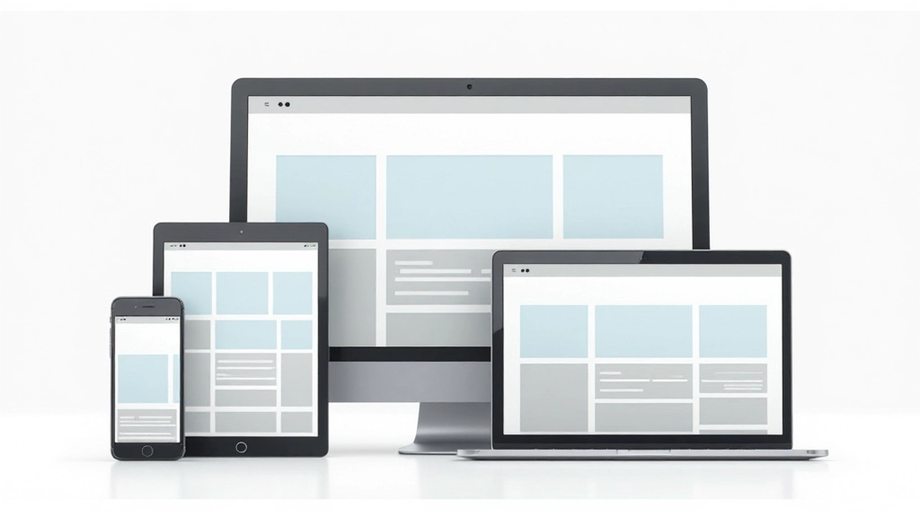 Responsive design mockup met smartphone, tablet en desktop schermen toonend flexbox layouts op verschillende viewport sizes